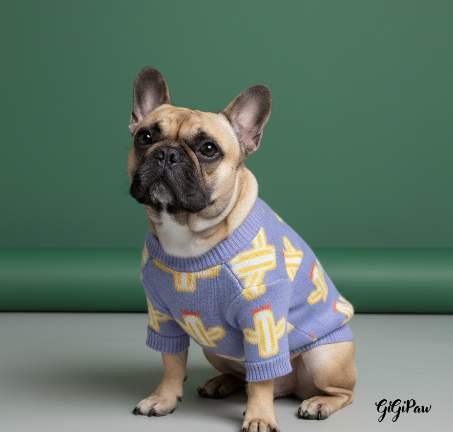 Frenchie Cozy Knit Sweater ‘Cactus’