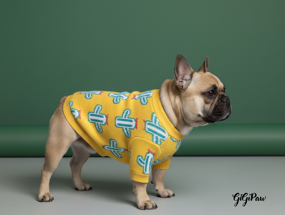 Frenchie Cozy Knit Sweater ‘Cactus’